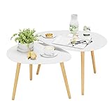 FOREHILL 2er Set Beistelltisch, Satztisch Couchtische Weiß, Kaffeetisch Wohnzimmertisch...