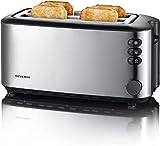 SEVERIN Doppel-Langschlitztoaster mit eingebautem Brötchen-Aufsatz, für 4 Brotscheiben,...