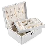 Homeanda Schmuckkästchen Damen Schmuckschatulle mit Schlüssel - Schmuckbox aus Leder -...