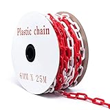 25m Absperrkette Plastikkette Kunststoffkette rot/weiß Ø 6mm Kette Warnkette Parkplatz...
