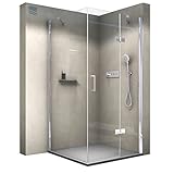 BERNSTEIN® Duschkabine Eckdusche 8mm ESG Nano Echtglas Dusche mit 1 Drehtür...