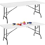 Casaria Gartentisch 2er Set 183x76 cm Klappbar Wetterfest Tragegriff Stabil Kunststoff...