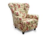 lifestyle4living Ohrensessel mit Webstoff Blumenmuster bezogen | Der perfekte...