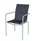 METRO Professional Sessel Milano, Edelstahl/Textilehne, schwarz, Stapel-Stuhl mit...