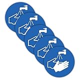 5 Stück Hände desinfizieren/waschen Aufkleber Ø 9,5cm Sticker Gebotszeichen mit UV...