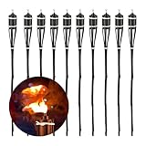Relaxdays Gartenfackel 10er Set, Feuerfackel Bambus, HxD: 90 x 6 cm,...