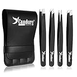 Candure Pinzetten Set 4-teiliges Präzisions-Pinzettenset aus Edelstahl - Perfekte...