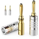 deleyCON 4 Stück Bananenstecker als Set - Vergoldet Schraubbar für Lautsprecherkabel...