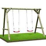 Gartenpirat Classic Kinderschaukel aus Holz Outdoor - Doppelschaukel mit 2 Schaukelsitzen...