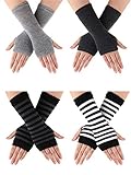 SATINIOR 4 Paar Fingerlose Handschuhe für Handgelenk mit Daumenloch Warme...