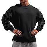 Muscle Alive Herren Basic Langarmshirts Waffel Sweatshirt Lockere Trainieren Zur Seite...