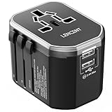 LENCENT Reiseadapter Weltweit Internationaler Reisestecker mit 2 USB Anschlüße...