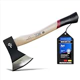 siwitec Holzaxt SH-100, Axt mit Hickory-Stiel und C45 Carbon Klinge, Länge:...
