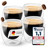 Lemontree 4er Set Espressotassen 80ml - doppelwandige Gläser, Design...