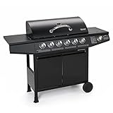 TAINO Basic BBQ Gasgrill Grillwagen Edelstahl-Brenner + Seitenkocher Grill (Basic 6+1...