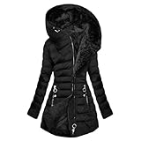 Wintermantel Damen Warm Gefüttert Steppjacke Lange Elegant Damenmantel Langarm Winter...