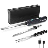 HAUSHOF Elektromesser, Kabelloses Küchenmesser mit 2 Edelstahlklingen,...