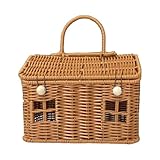 Gewebter Rattankorb – hausförmiger Organizer für stilvolle Aufbewahrung, tragbar mit...