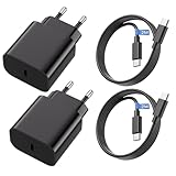 USB C Ladegerät,2er-Pack 25W Schnellladegerät Netzteil mit 2er-Pack 2M Ladekabel für...