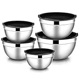 Rührschüssel 5er Set, HaWare Edelstahl Salatschüssel Schüssel Set mit Luftdichtem...