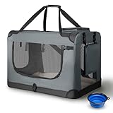 Juskys Hundetransportbox Lassie S faltbar & tragbar 34x50x36 cm mit Decke, Tasche &...