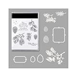 Sredwtk Tannenzweig Tannenzapfen Stempel und Stanzen Set,Silikonstempel und Stanzen...