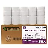 Thermorollen/Bonrollen/Kassenrollen 80mm x 80m x 12mm (80x80x12) für alle gängigen...