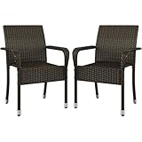Yaheetech 2er Set Rattanstühle Stapelbar, Gartenstühle Stapelstuhl mit Armlehnen &...