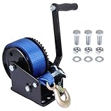 Pindex Handseilwinde 800kg mit Gurt,Handwinde mit 10m Gurtband,Bootswinde Gurtwinde Hand...