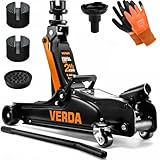 Verda Hydraulischer Wagenheber 2,5T, 85-365 mm + 3X Gummi + Arbeitshandschuh Autoheber...
