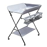 QIERF Klappbarer Wickeltisch Baby Wickelkommode Mobiler Wickelregal Höhenverstellbar,...