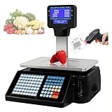 MOKLYF Preisrechnende Waage mit Stangenanzeige, Waage mit integriertem Drucker,...