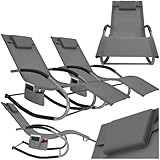 tectake® Gartenliege mit Seitentasche, Relaxliege, Liegestuhl Schaukelstuhl, Sonnenliege,...