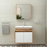 ROOMART • Badmöbel Set • Atlantic • 3-teilig • Keramik Waschbecken mit...