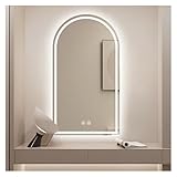 TZUFA LED Spiegel für Badezimmer, 60 x 90 cm gewölbter Dekospiegel mit Licht, 3...
