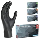 ARNOMED Einweghandschuhe 100 Stück/Box, S, Latexhandschuhe Schwarz,...