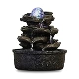 Zen'Light - Zimmerbrunnen Little Rock - Naturwasserfall mit Steineffekt und farbigem...