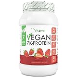 Vegan 7K Protein - 1kg - Erdbeere - Rein pflanzliches Eiweißpulver mit Reis-, Mandeln-,...