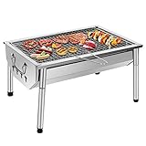 SunJas Picknickgrill Edelstahl Holzkohlegrill Kleiner Grill Portable Campinggrill...