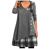 EWFAS Winterkleid - Kleid Damenen Mode Herbst Winter Plüsch Warm Elegant Langarm...