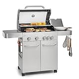 Klarstein Gasgrill mit Großer Grillfläche, 1 Seitenbrenner & 4 Brenner, 17,1kW...