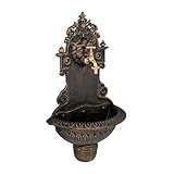 Relaxdays Wandbrunnen, Wasserspeier, Waschbecken & Wasserhahn, Gartenbrunnen HBT 61 x 35 x...