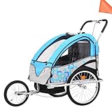 2-in-1 Fahrradanhänger für Kinder, Kinderfahrradanhänger mit Baldachin, Universelle...