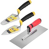 3-tlg. Maurer Set Maurerkelle Set Edelstahl, Mörtelkelle Glätter Mit Weicher...