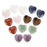 14 Stück Herzsteine Edelstein, Rosenquarz Stein Kleine Edelsteine Set...