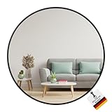 Albatros Designerspiegel rund schwarz mit Metallrand, 60cm Durchmesser, für...