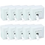 BIGtec 10 Stück Netzwerkdose CAT6 universal LAN Dose Kombidose Aufputz oder...