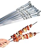 Profi BBQ Edelstahl Grillspieße, Extra Breit: 1 cm, Extra Stark 2 mm Dicke (20...