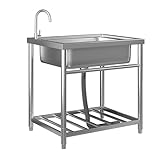Freistehende Edelstahl Spültisch, Ausgussbecken Mit Armatur, Gewerbliche Spüle,...