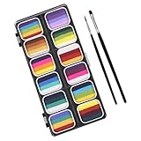 BAZEITFLOW Farben Wasseraktiviertes Face Painting Kit mit Pinseln Wasserlösliche...